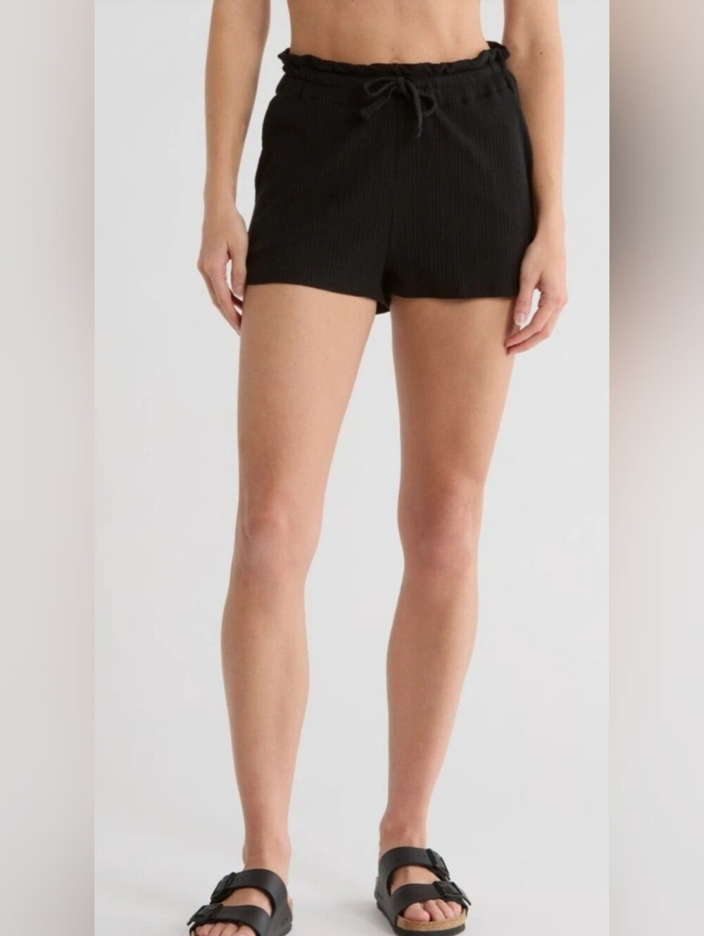 Vitamin A Black Tencel And Organic Cotton Blend Cover Up Shorts Small